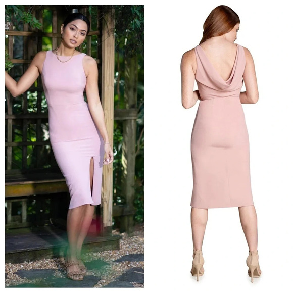 Dress the Population Mackenna low cowl back sheath dress blush pink 866 - Picture 1 of 15